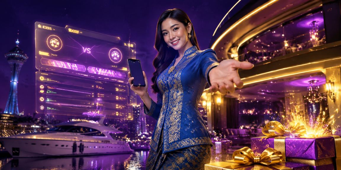 Pemain wanita Malaysia bermain baccarat dalam talian dengan pakaian tradisional di Kuantan